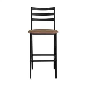 Pair of Dark Grey Leather Metal Bar <b>Stools</b> Industrial Upholstered Counter High Chair Set for Restaurant Cafe - Product Image 4
