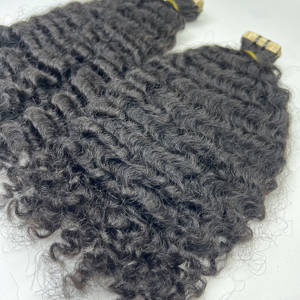 Extensión de cabello humano camboyano, cinta de rizos birmanos negros naturales Ins, paquetes de doble dibujado de Qhair - Product Image 1