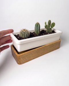 Juego de Macetas Rectangulares Minimalistas de Madera Hechas a Mano para Suculentas, con Capacidad de 20L, para Uso en Interiores, Decoración con Cactus Verdes y Tierra - Product Image 2