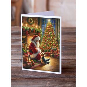 Yorkshire Terrier Yorkie Santa Claus Whimsical A7 Tarjetas de felicitación Pack 8 Tarjetas de nota en blanco con sobres Tamaño 5x7 - Product Image 2