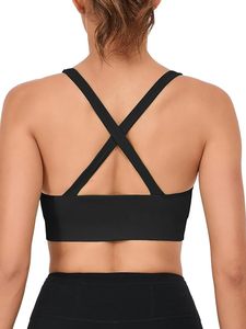 Women's Breathable Eco-Friendly Performance Sports <b>Bra</b> <b>Wide</b> Support <b>Band</b> Front Soft Fabric Moisture Management Long Workout - Product Image 2