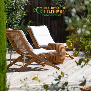 ECO2GO VIETNAM Tumbona Plegable de Madera para Exteriores, Elegante Tumbona Reclinable con Listones, Diseño de Contorno Único para Uso en Hoteles junto a la Piscina - Product Image 2