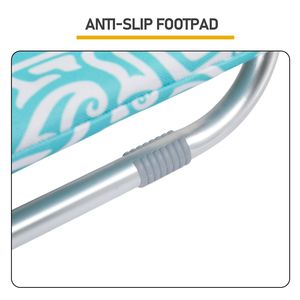 Sedia da Spiaggia Pieghevole Regolabile in Alluminio con Altezza Seduta 8,5 Pollici, Poggiatesta con Motivo Tribale Teal e Cinghia per Spalla - 1 Pezzo - Product Image 4