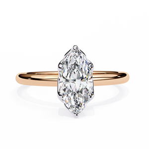 แหวนเพชรทรงมาร์คีส์คุณภาพสูง 1 กะรัต ผลิตในห้องปฏิบัติการ ทองคำแท้ 14k รับรองโดย IGI แหวนของขวัญสำหรับงานแต่งงานและงานหมั้น - Product Image 2