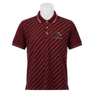 Polo Borgoña de Alta Calidad Personalizado, Transpirable, con Rayas Diagonales Doradas y Mangas con Puntos, Tejido de Piqué de Algodón NEXTEX - Product Image 1
