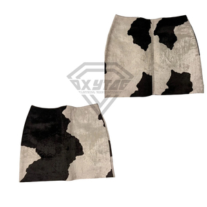 Mini-jupe trapèze taille haute pour femme, imprimé vache, en similicuir et fausse fourrure, style western, fabricant de vêtements en gros - Product Image 6