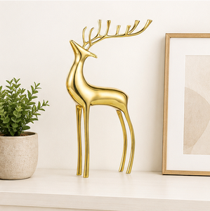 Modern Gold Metal Reindeer Sculpture Elegant Metal Standing Deer Statue for <b>Christmas</b> Tabletop Centerpiece & Holiday Home Decor - Product Image 6