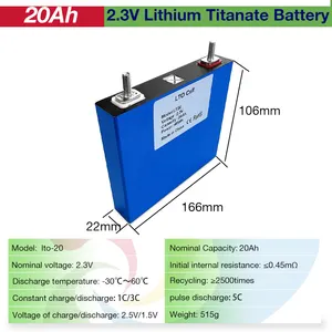 12pcs/बहुत SCIB 2.3V 2.4V 20Ah LTO बैटरी अधिकतम उत्पादन 1200W 500A निर्वहन के साथ फास्ट चार्ज Lifecycels 20000 बार तेजी से वितरण