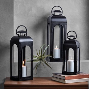 Lot de 2 lanternes carrées dorées brillantes avec poignées pour décoration de Noël Lanterne à bougie en métal faite à la main pour éclairage Décoration - Product Image 5