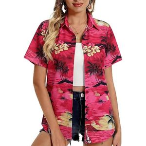 Chemise hawaïenne en coton doux pour femmes, à fleurs, pour l'été, la plage, boutonnée, décontractée, style Aloha - Product Image 3