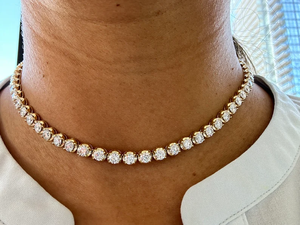 Luxury Gold Plated <b>Choker</b> Necklace With Round Cubic Zirconia Channel Setting For Women Party Daily Wear - Product Image 3