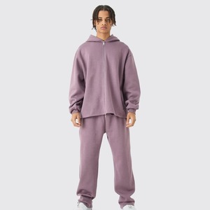 Conjunto Deportivo de Hip Hop con Capucha para Hombre, Cierre con Cordón, Corte Regular, 100% Algodón Felpa, Color Sólido, Ropa de Invierno - Product Image 1