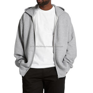 Sweats à capuche personnalisés hommes 100% coton oversize épaules tombantes sweats à capuche streetwear sweats à capuche poids lourd sweat à capuche zippé pour hommes - Product Image 3