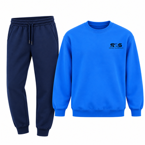 Ensemble de survêtement décontracté pour homme en polyester et coton, sweat-shirt bleu et pantalon de jogging, deux pièces - Product Image 3