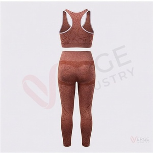 Ensemble de yoga sur mesure de haute qualité pour femmes grandes tailles, longueur genou, tenue de sport unie avec broderie décorative, costumes de fitness pour la gym - Product Image 2