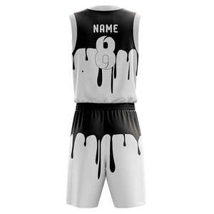 Ensemble de maillot et short de basketball réversible personnalisable, vêtements de sport respirants avec uniforme de basket-ball à motifs - Product Image 3