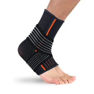 Protector de tobillo acanalado negro y gris con talón abierto, manguito de punto de tensión flexible, cojín para articulaciones de running, soporte para el pie - Product Image 4