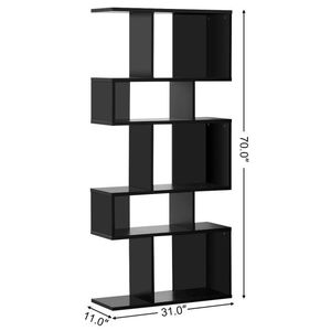 Libreria Angolare a 5 Cubi con Scaffali a Scala e Espositore - Product Image 6