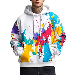 Sweat à capuche de sublimation OEM ODM pour homme, coupe oversize à épaules tombantes, vierge, personnalisable, effet encre, imprimé, streetwear - Product Image 4