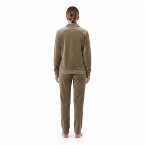 Ensemble de survêtement en velours pour femme, coupe classique, deux pièces, veste zippée et pantalon assorti, tenue décontractée, vente en gros personnalisée - Product Image 3