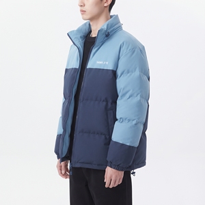 Veste d'hiver imperméable pour homme, style bubble, col montant, résistante au vent, avec empiècements de couleur - Product Image 3