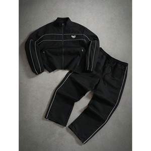 Custom Nylon Sweatpants Reflective Windbreaker Tracksuits Men Striped Jogger <b>Set</b> Zip up Jacket <b>Embroidery</b> Printed Sweat Suit USA - Product Image 5