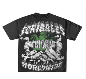 T-shirt graphique en coton 100% de haute qualité, coupe oversize vintage, style streetwear, délavé à l'acide, tissé, imprimé DTG, pour homme, nouvelle collection 2026, OEM - Product Image 2