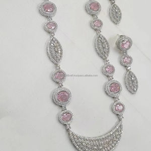 Classic American Diamond Bridal Jewelry <b>Set</b> Two-Piece <b>Necklace</b> <b>and</b> <b>Earrings</b> for Wedding Fashionable Classic Style - Product Image 1