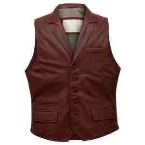 Luxurious High Quality Outdoor Genuine <b>Mens</b> <b>Leather</b> <b>Vest</b> Breathable Winter Warm Waterproof Quick Dry Casual Solid Color Custom - Product Image 1