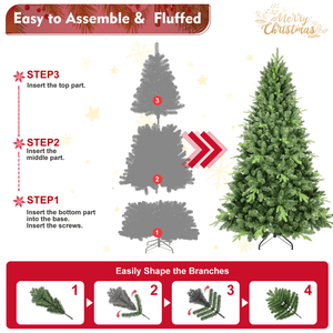 Albero di Natale Artificiale Premium 2155 cm (7.5ft) con Rami Misti in PVC/Aghi Rigidi, Filo di Memoria + Filo di Ferro, Pieghevole da Tavolo, Verde Foliflora - Product Image 2