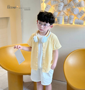 Beemo เสื้อคอปกผ้าโพลีเอสเตอร์/ ผ้าฝ้ายผ้าแคนวาสสำหรับฤดูร้อนเรียบง่ายเสื้อผ้าเด็กวัยหัดเดินผสมผสานง่ายเข้ากับเสื้อผ้าของเด็กผู้ชาย - Product Image 2