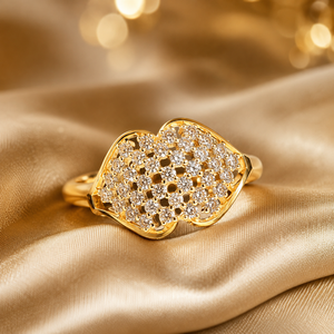 Premium 14K <b>Gold</b> Heart Face <b>Ring</b> with Diamond Look Stones Stylish Bridal Jewelry for Women Supplier - Product Image 1