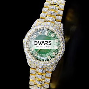 นาฬิกาข้อมือหรูหรา Elite Quartz กันน้ำ ตัวเรือนสแตนเลส กระจกเคลือบ หน้าปัดประดับเพชร Moissanite สี D ระดับความสะอาด VVS1 สายขนาด 20 มม. - Product Image 3