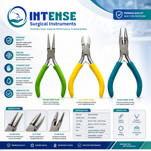 Juego de alicates profesionales para la fabricación de joyas, alicates de punta redonda, alicates de punta plana, alicates de corte lateral, herramientas manuales de acero inoxidable, OEM, ODM - Product Image 2