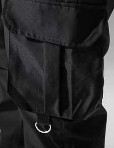 Pantalon cargo noir pour homme, taille élastique, séchage rapide, coupe ample, couleur unie avec poches, toutes saisons, vêtements décontractés pour l'extérieur - Product Image 4