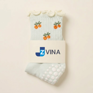 Custom Logo Free Design Anti-Slip Pilates <b>Grips</b> Women's Yoga Crew <b>Socks</b> Knitted 100% Cotton - Product Image 1