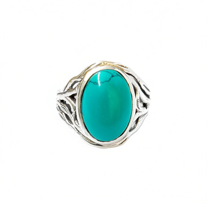 Vintage <b>Turquoise</b> Gemstone <b>Ring</b> 4.4 Grams Fine Bezel Setting <b>Ring</b> - Product Image 3