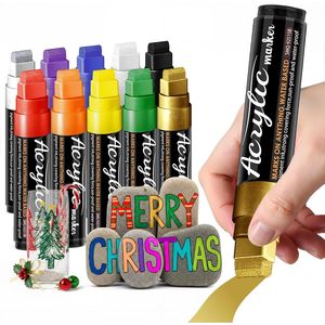 Pennarelli Artistici Jumbo a 10 Colori con Punta Larga 16mm, Inchiostro Permanente, 36g, Penne Acriliche Spesse per Poster, Tessuti, Vetro - Product Image 1