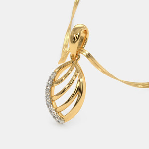 Collar con Colgante de Hoja en Capas de Oro Amarillo con Diamante Cultivado en Laboratorio - Product Image 2