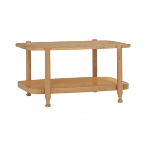 โต๊ะกาแฟไม้โอ๊คมาเลเซียธรรมชาติ หน้าโต๊ะไม้เนื้อแข็ง พร้อมชั้นวางด้านล่างหวายสังเคราะห์ รุ่นโต๊ะกาแฟ ดีไซน์ร่วมสมัยทันสมัย - Product Image 1