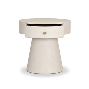 Midcentury Modern Pedestal Teak Wood Cabinet Textured Nightstand <b>Smart</b> Storage Bedroom <b>Table</b> - Product Image 1