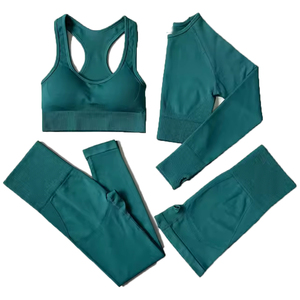 Conjunto Deportivo de Dos Piezas para Mujer, Cintura Media, Shorts y Brasier para Yoga, con Logotipo Frontal, Ecológico y de Secado Rápido - Product Image 1