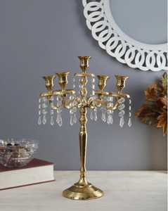 Candélabre doré à cinq bras, porte-bougie, décoration d'intérieur, support durable - Product Image 5