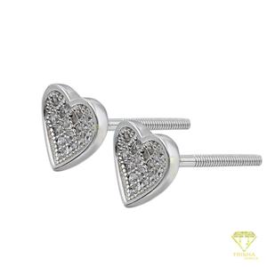 Elegant <b>Heart</b> Lab Grown Diamond Stud <b>Earrings</b> 925 Sterling <b>Silver</b> Gold Plated Premium Cluster Jewelry - Product Image 5