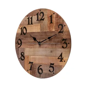 Horloge murale indienne intelligente en bois Mouvement numérique de style américain avec batterie rechargeable pour salon, cuisine et bureau - Product Image 4