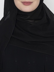 Abaya Negra para Mujer, Larga hasta el Suelo, Corte Holgado, Manga Larga, con Capucha, Estilo Modesto para Uso Diario, Estilo de Oriente Medio, Vestido de Poliéster - Product Image 4