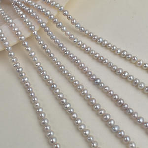 Cuentas Sueltas Semiterminadas de 4-5mm, Gris Natural, Tipo Agua Dulce, para Hacer Collares, Accesorios de Joyería - Product Image 2