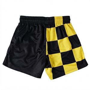 <b>Men's</b> Plus Size Checkered Board <b>Shorts</b> Black <b>Yellow</b> Panelled Elastic Waist Casual <b>Short</b> <b>Shorts</b> Woven Polyester best quality Mesh - Product Image 1