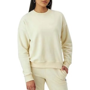 Sudadera de algodón de 450 g/m² para mujer, talla grande, estilo vintage, cuello redondo, manga larga, holgada, sin estampado - Product Image 1