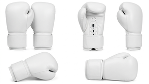 White Real Leather Full Finger Lace-Up Boxing Gloves for Adults-Moisture Wicking Customizable Packaging Martial Arts Training - Product Image 3